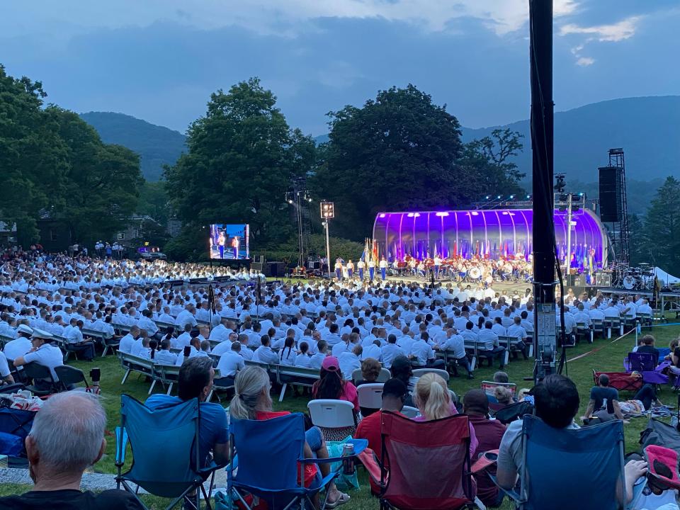 West Point cadets celebrate Fourth of July early during an outdoor concert on Saturday, July 1.