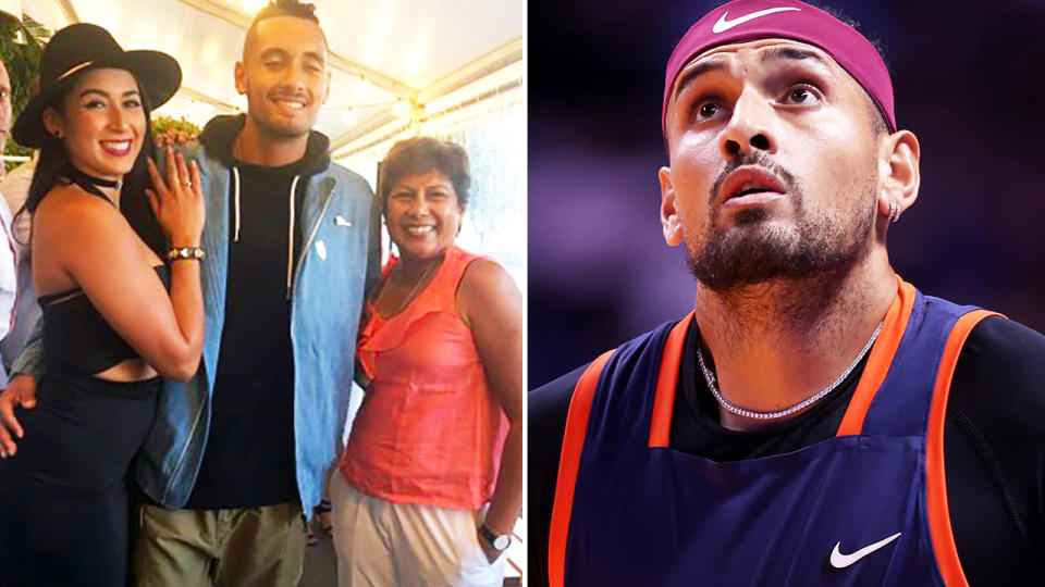 Nick Kyrgios, pictured here with his sister and mother.