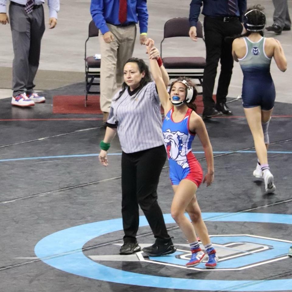 Las Cruces High's Alyssa Sedillo won her second straight state wrestling title.