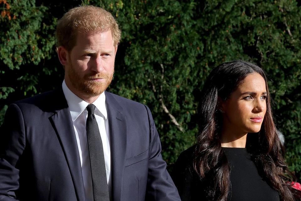 Prince Harry, Duke of Sussex, and Meghan, Duchess of Sussex on the long Walk at Windsor Castle