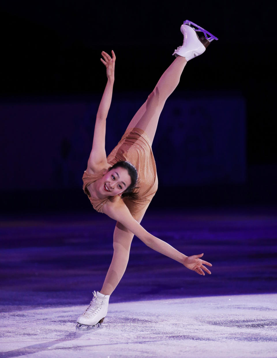 Mao Asada of Japan performs during the figure skating exhibition gala at the Iceberg Skating Palace during the 2014 Winter Olympics, Saturday, Feb. 22, 2014, in Sochi, Russia. (AP Photo/Bernat Armangue)