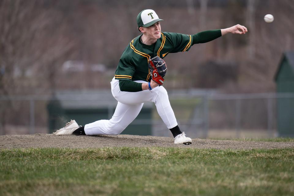 Tantasqua's Miles Blake pitches against Millbury on Wednesday.