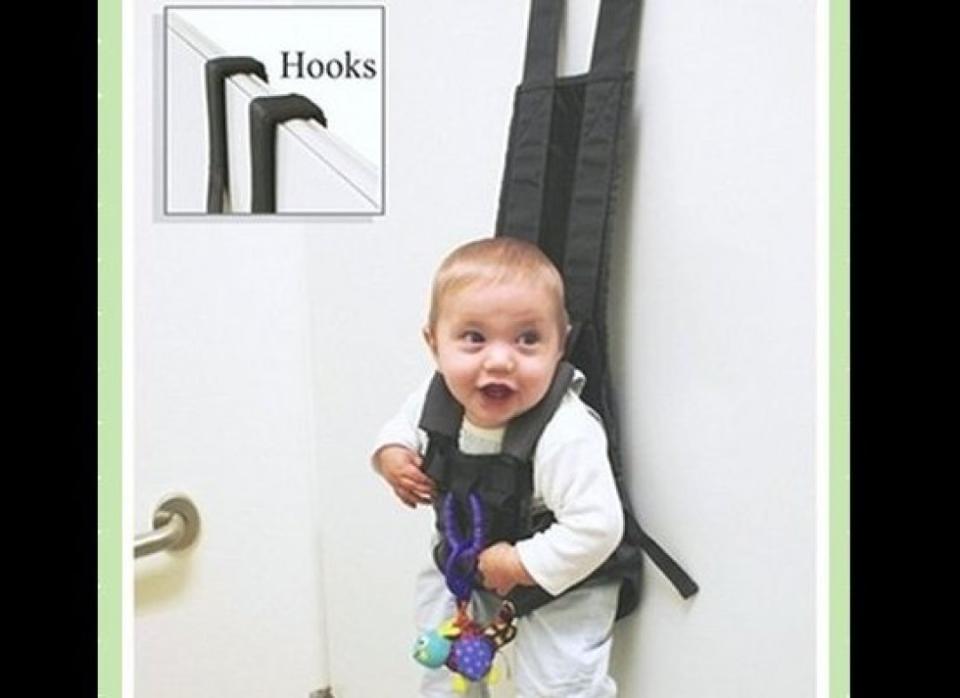 Your purse, your jacket, your baby... whatever.  via <a href="http://www.mommysentials.com/item_10/The-BabyKeeper-Basic.htm" target="_hplink">mommysentials.com</a>