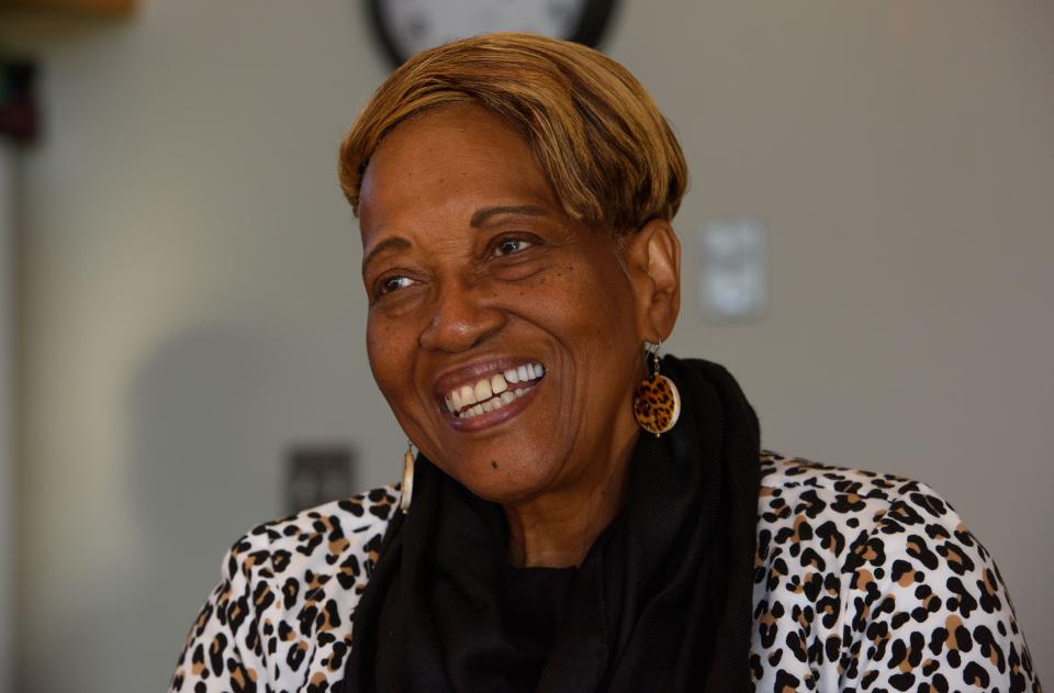 Lula Cooley, 77, manages the D.B. Murph Center for Seniors in Laurel Miss. Cooley is one of many active alumni of Oak Park High, which closed in 1970. Wednesday, Jan. 26, 2022.