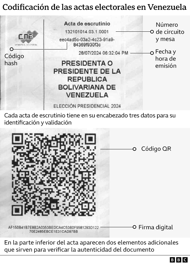 Infografía sobre la codificación de las actas electorales en Venezuela