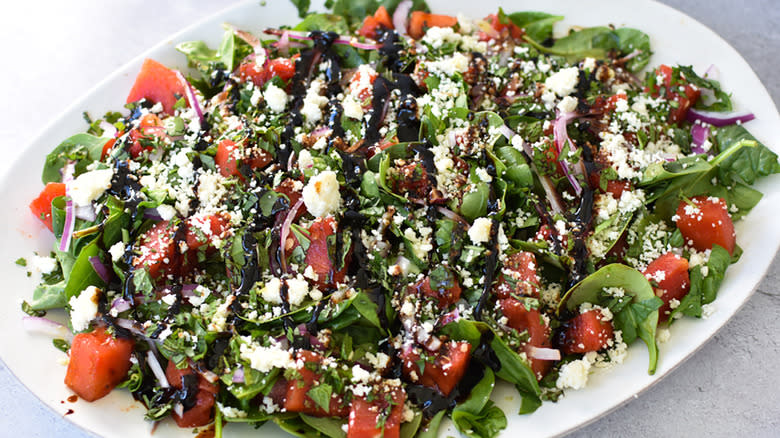 Grilled basil and watermelon salad