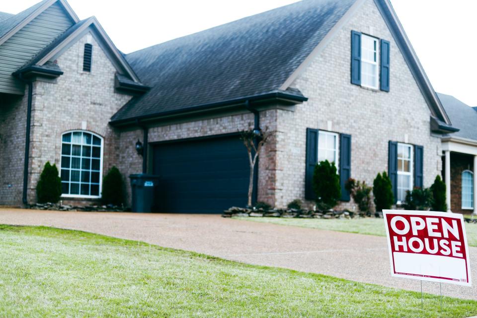 An open house sign can be seen outside of 3758 Vintage Drive in Southaven on Sunday, April 7, 2024.