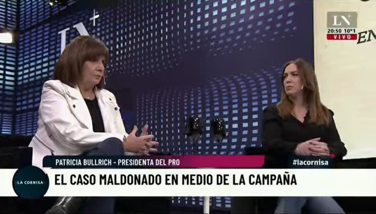 Patricia Bullrich y María Eugenia Vidal, en una entrevista para La Cornisa, por LN+