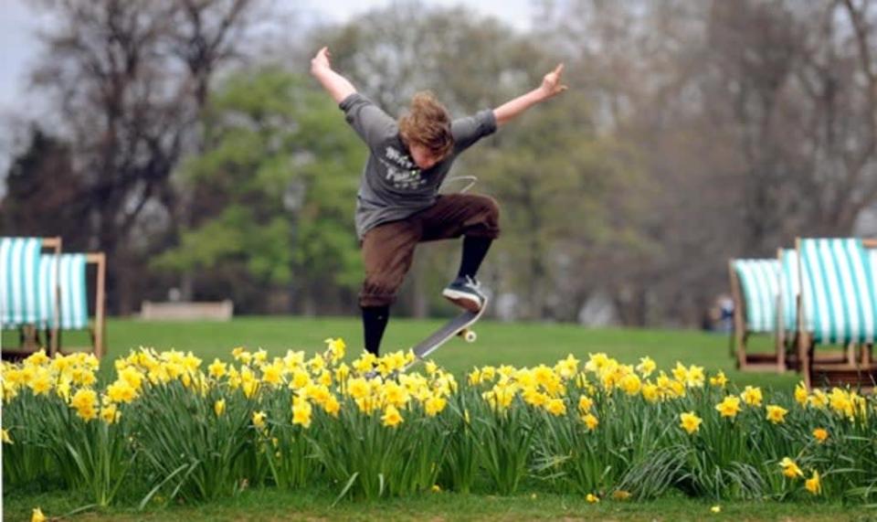 A boy skateboards in the spring weather in Hyde Park. Anthony Devlin/PA Wire