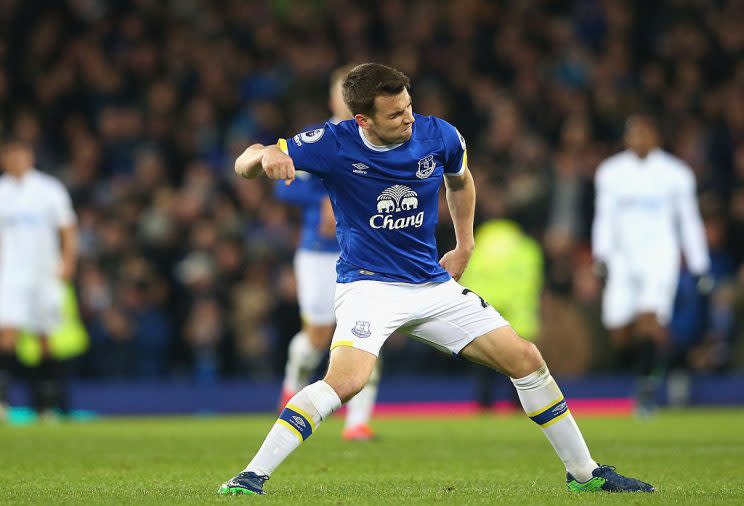 Seamus Coleman during the Premier League match between Everton and Swansea City at Goodison Park on November 19, 2016 in Liverpool, England.