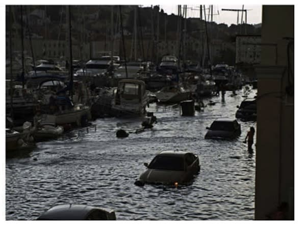 A meteotsunami caused flooding in Mali Los?inj in 2008, along the Adriatic Coast.