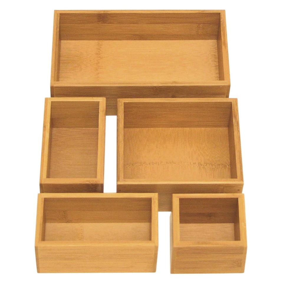 Seville Classics Five-Piece Bamboo Storage Set