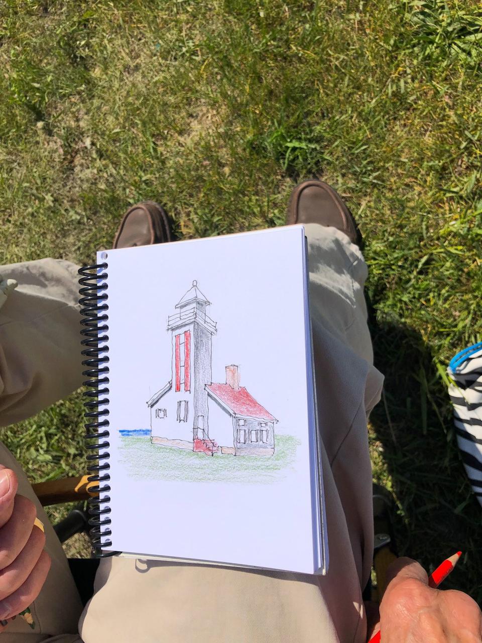 A sketch of Cheboygan’s Front Range Lighthouse by Jim Lammers.