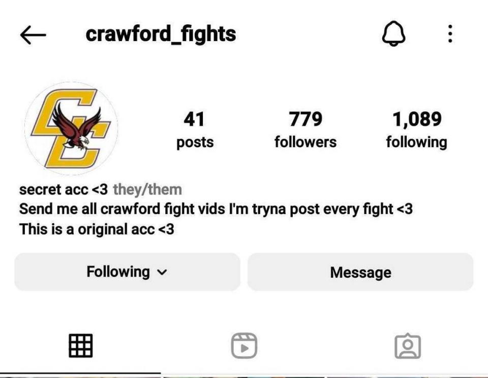 An Instagram page highlighting student fights within the Crawford County School District draws parent concerns.