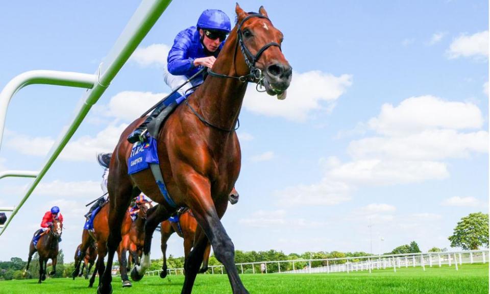 Ghaiyyath, who has now been retired to stud, cruises to victory in the Eclipse Stakes at Sandown in July under William Buick.