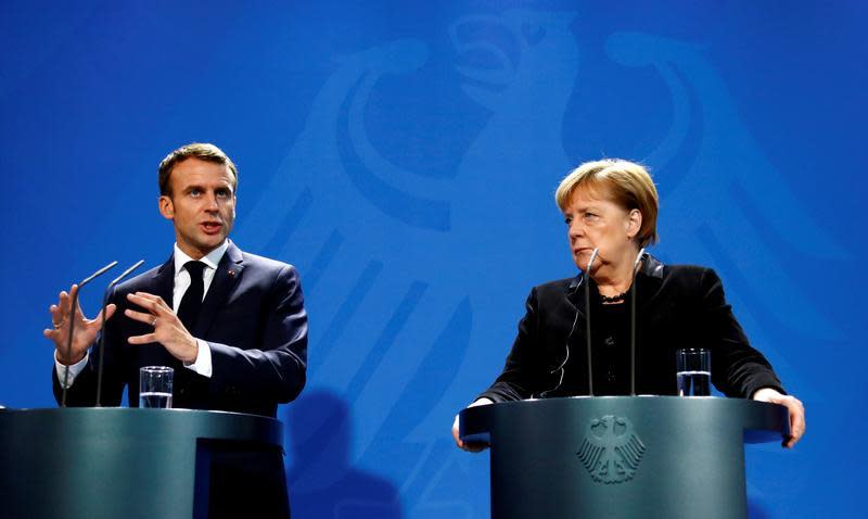 The European leaders speak to reporters in Berlin: Reuters