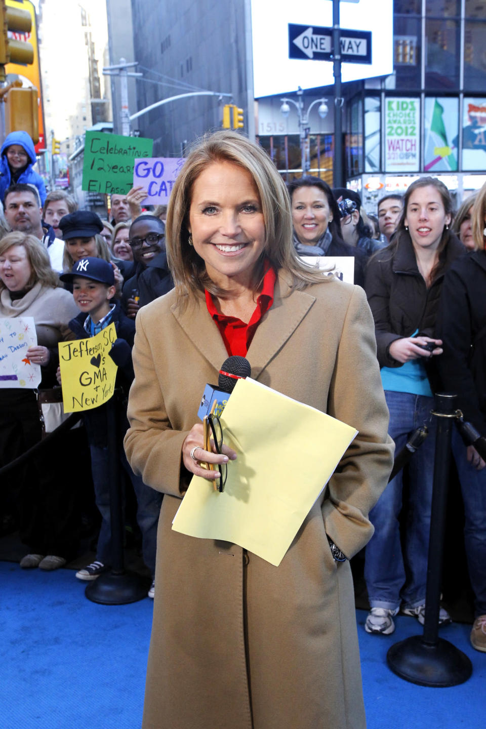 Couric outside of the "GMA" studio in Times Square.