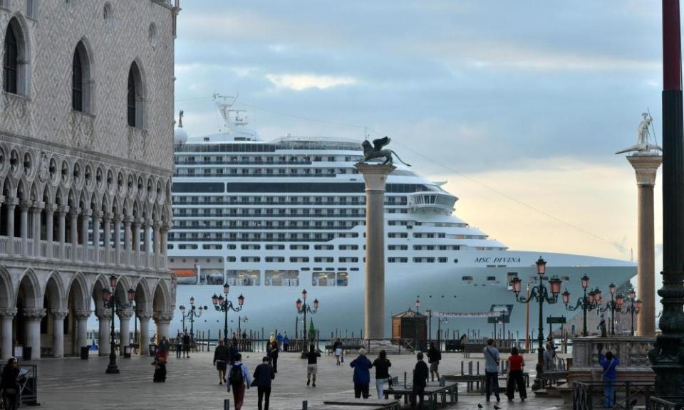 a cruise ship in Venice