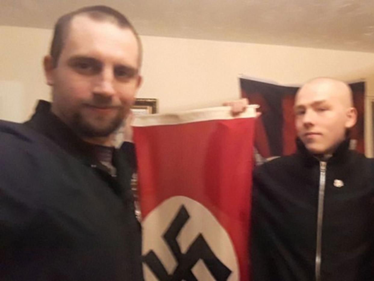 Darren Fletcher (left) with fellow National Action member Adam Thomas: West Midlands Police