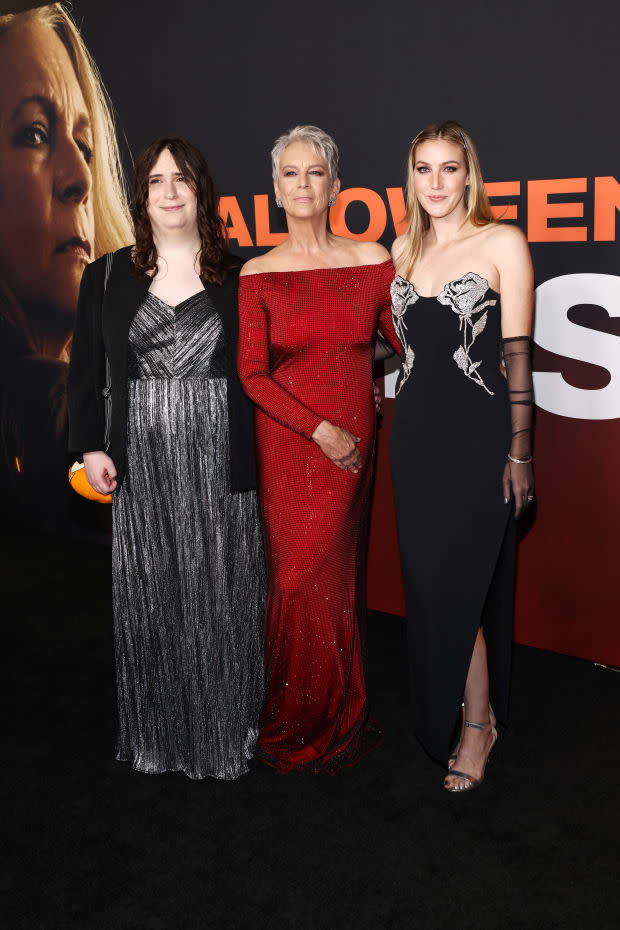 HOLLYWOOD, CALIFORNIA - OCTOBER 11: Ruby Guest, Jamie Lee Curtis, and Annie Guest attends the Universal Pictures world premiere of "Halloween Ends" on <a href="https://parade.com/living/october-holidays-observances/" rel="nofollow noopener" target="_blank" data-ylk="slk:October;elm:context_link;itc:0;sec:content-canvas" class="link ">October</a> 11, 2022 in Los Angeles, California. (Photo by Tommaso Boddi/FilmMagic)<p><a href="https://www.gettyimages.com/detail/1432755875" rel="nofollow noopener" target="_blank" data-ylk="slk:Tommaso Boddi/Getty Images;elm:context_link;itc:0;sec:content-canvas" class="link ">Tommaso Boddi/Getty Images</a></p>