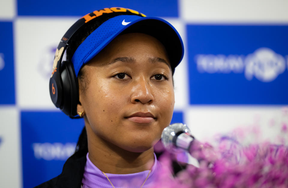 Naomi Osaka talks to the media on Day 2 of the Toray Pan Pacific Open on Sept. 20, 2022 in Tokyo. / Credit: / Getty Images