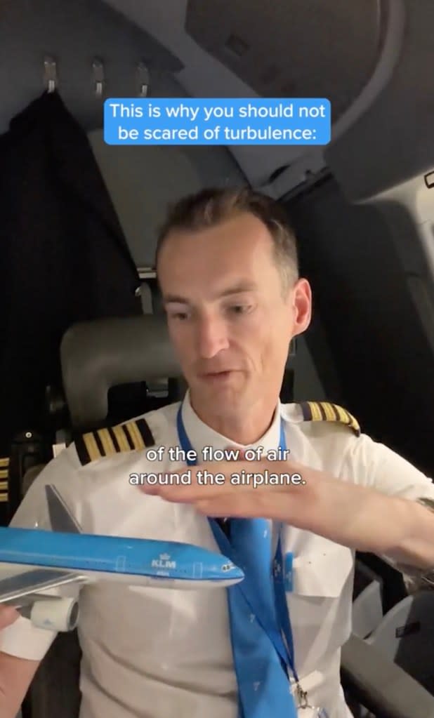The pilot gives his turbulence talk. TikTok / KLM