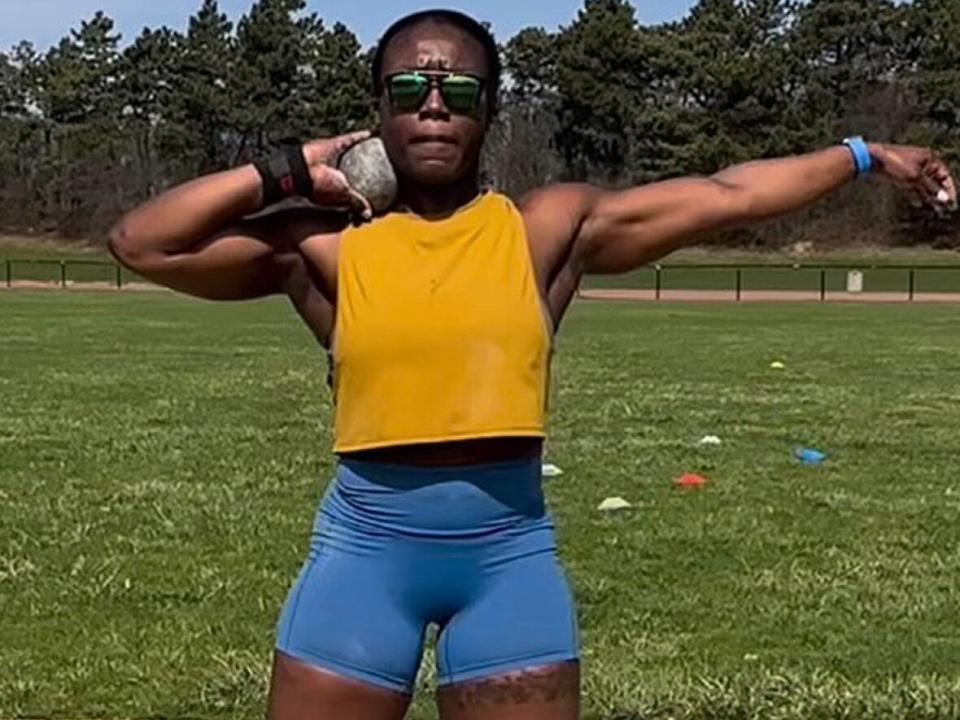 Canadian Olympic bobsledder Cynthia Appiah has returned to her shot put roots this off-season, working with her university coach and qualifying for the national track and field championships in July. (Instagram/thecynapps - image credit)