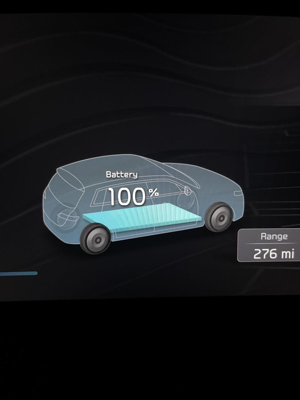 kia ev6 state of charge display at 100 percent