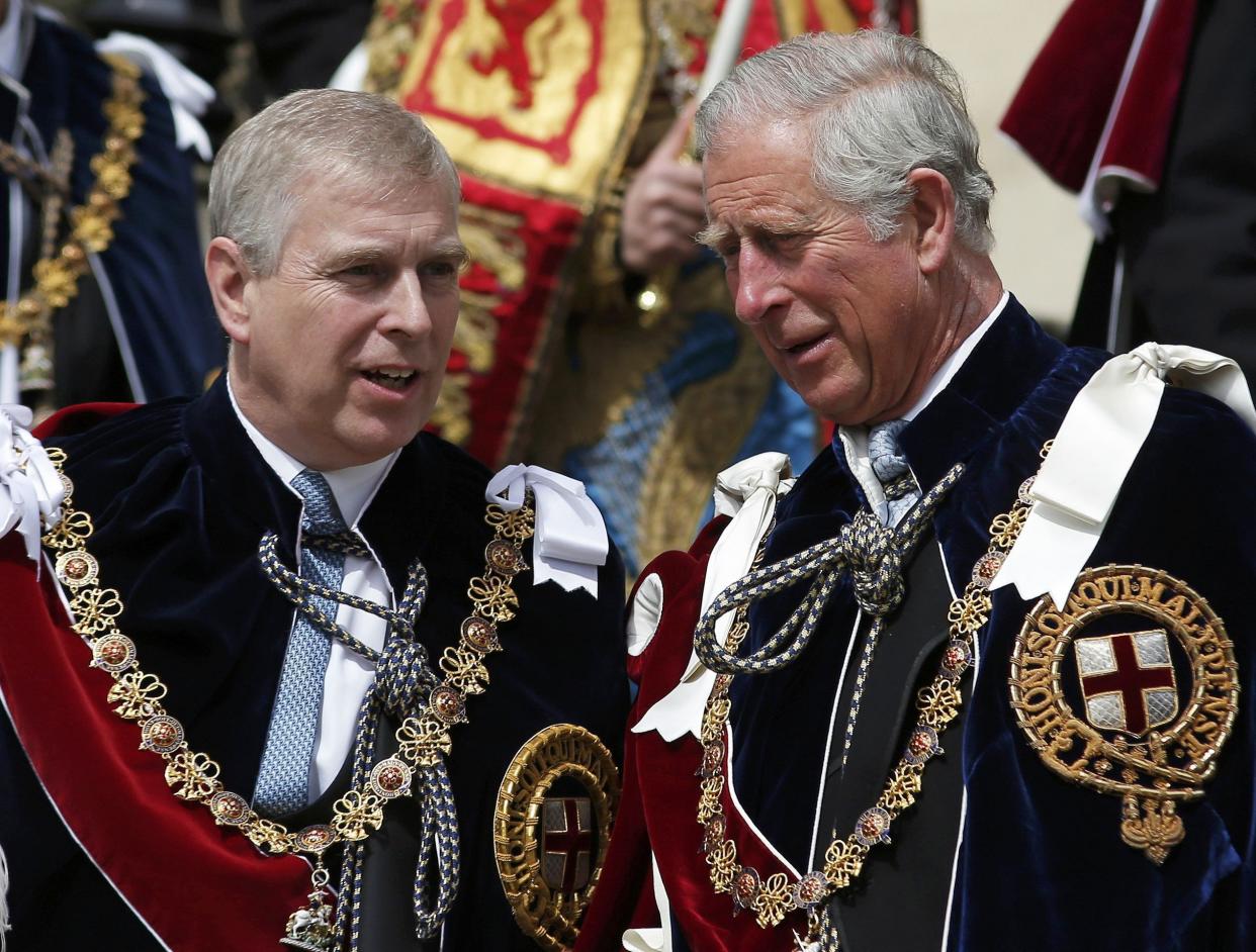 The Duke of York (left) and the Prince of Wales attend the annual Order of the Garter Service at St George's Chapel, Windsor Castle.