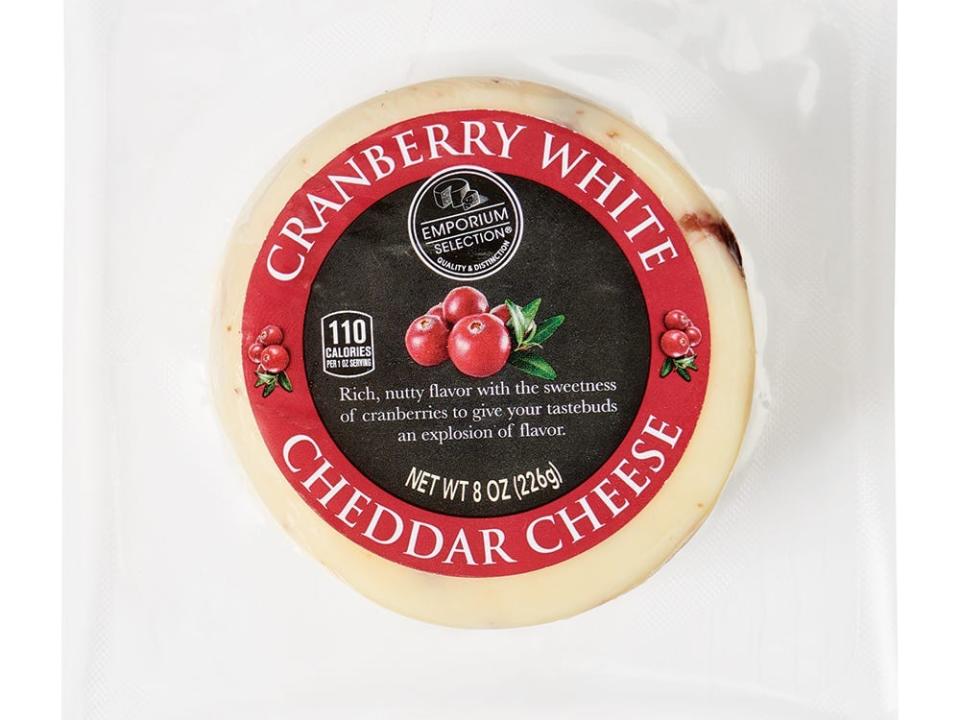 wheel of cranberry white cheddar cheese from aldi