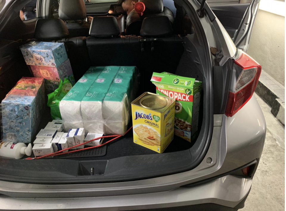 Groceries which concealed wildlife animals placed in the trunk of Li's car on 10 November 2019. (Photo: NParks)