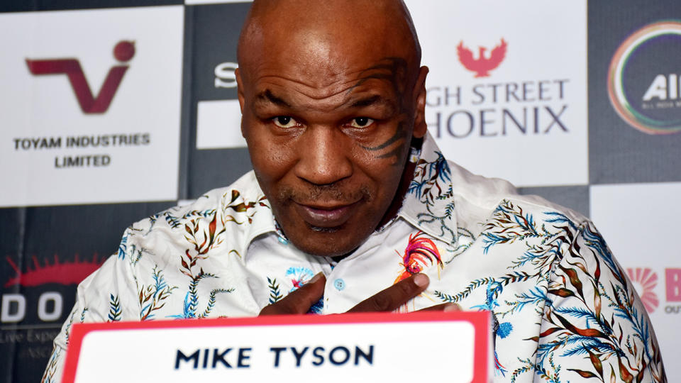 Mike Tyson and Roy Jones Jr will wear bigger gloves to protect one another in their upcoming return to the boxing ring. (Photo by Azhar Khan/SOPA Images/LightRocket via Getty Images)