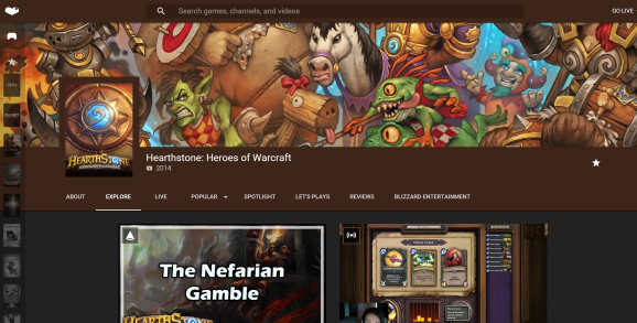 The Hearthstone hub page on YouTube Gaming.