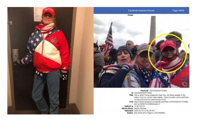 The FBI also found statements in the Facebook account made by Jody Tagaris that she was traveling to
Washington, D.C. on or about January 5, on a 6:00 p.m. flight to attend President Trump’s rally and that she would be making posts to let everyone know that she was ok.