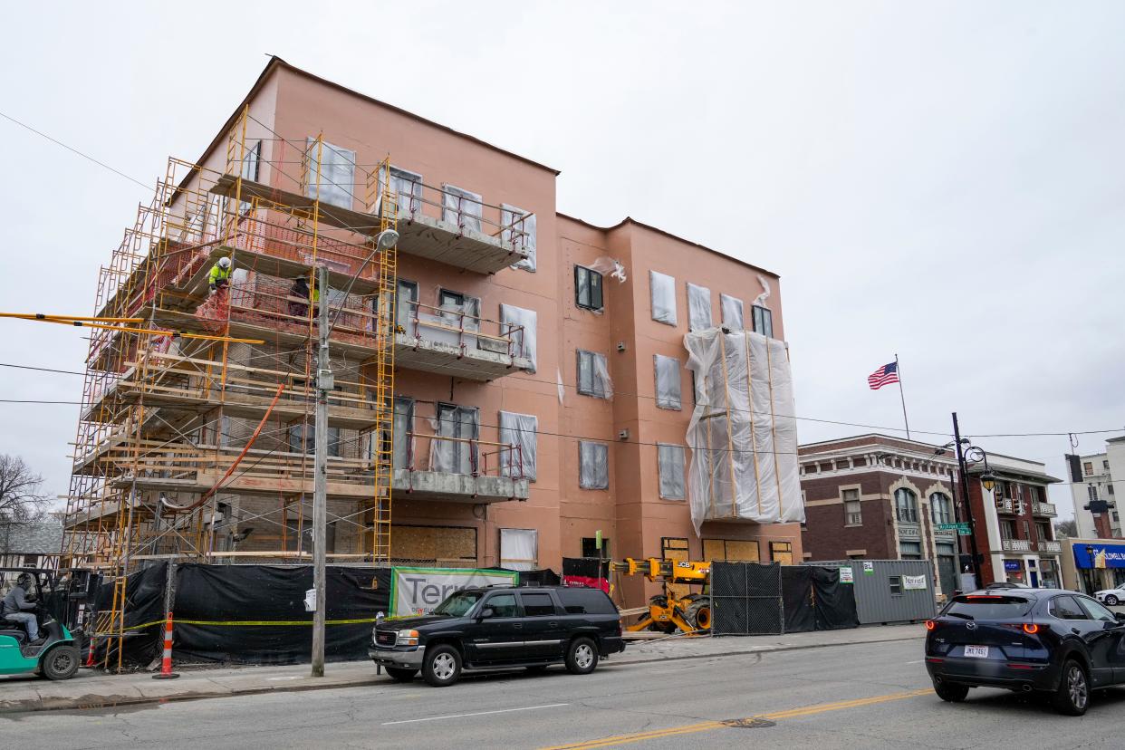 The Skyler is a mixed-use building under construction in Hyde Park.