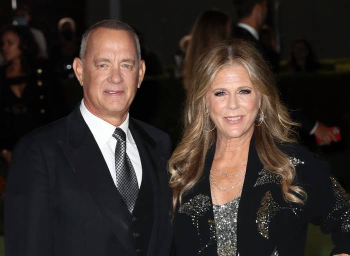 Tom Hanks and Rita Wilson smiling at the camera