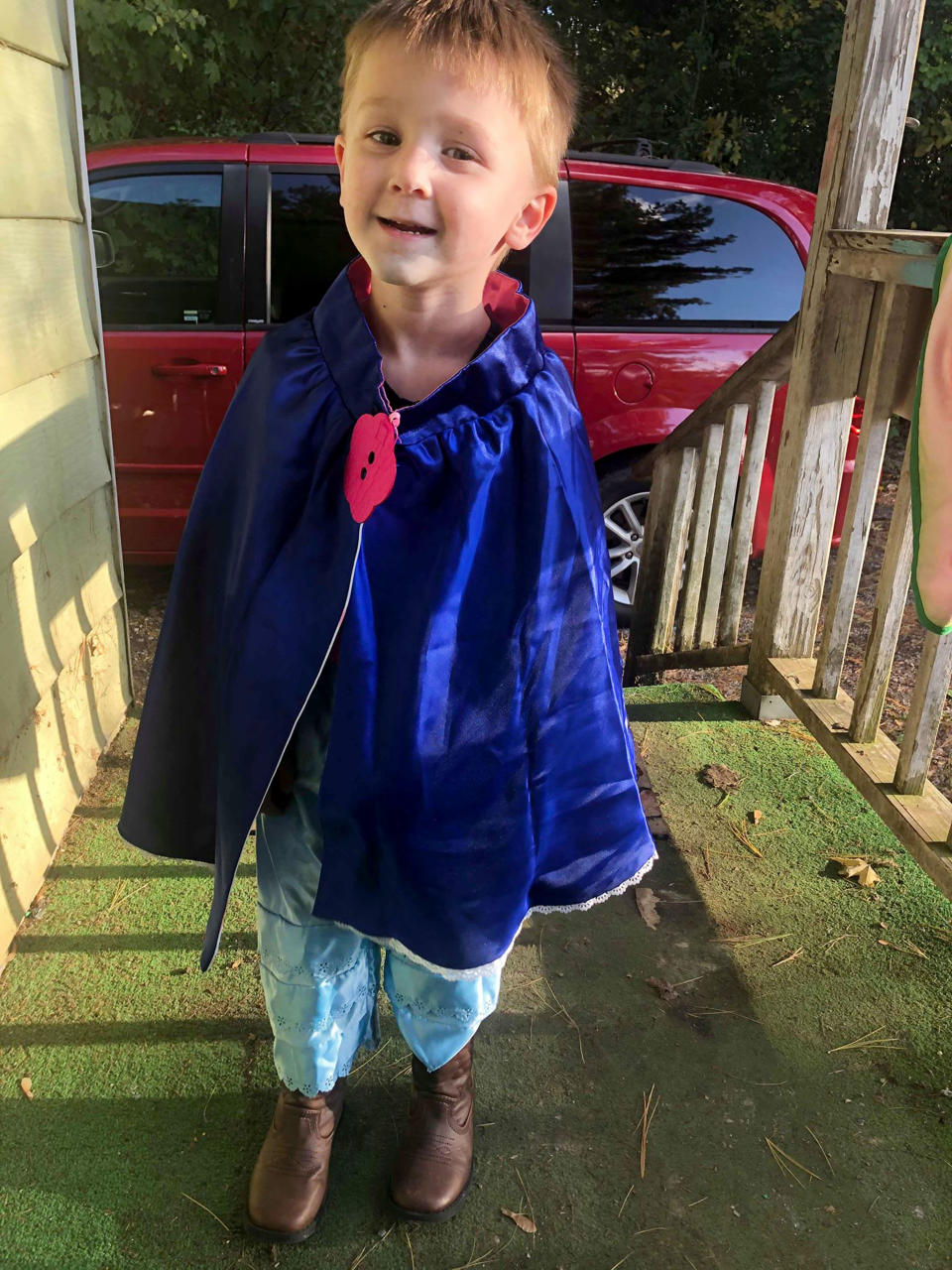 Since he was a little boy Jameson, now three, has always gravitated towards his sister's dresses and princess shoes when it comes to dressing himself. [Photo: Caters]