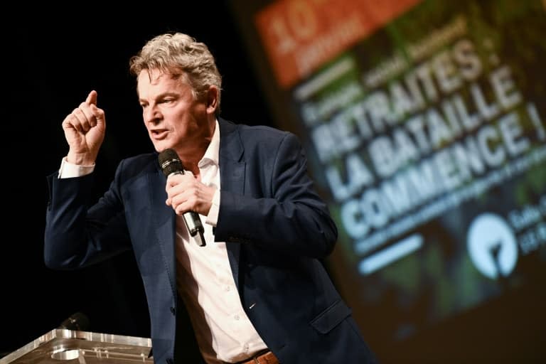 Le secrétaire national du Parti communiste français, Fabien Roussel, lors d'un rassemblement de personnalités de la gauche sur la réforme des retraites, le 10 janvier 2023 à Paris - Christophe ARCHAMBAULT © 2019 AFP