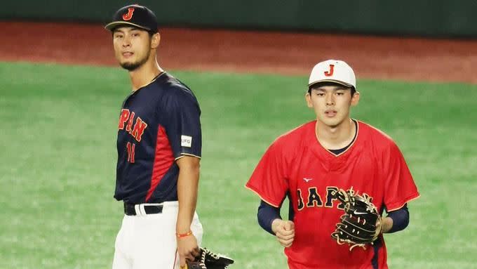 達比修在WBC期間與佐佐木朗希。（圖／翻攝自達比修有個人官方X）