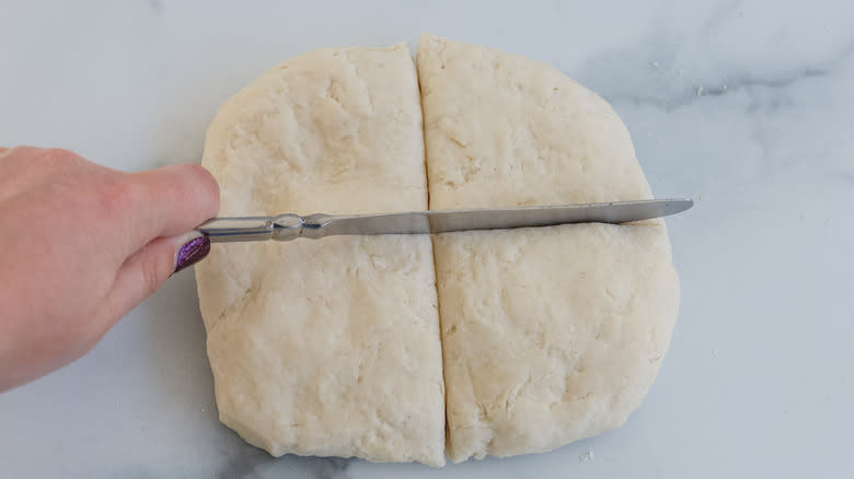 hand cutting dough