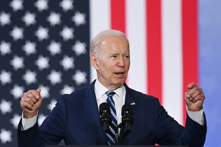 Joe Biden &#xe0; Greensboro, en Caroline du Nord, le 14 avril 2022 - MANDEL NGAN &#xa9; 2019 AFP