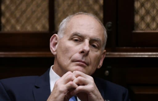 John Kelly, then chief of staff to US President Donald Trump, is seen during a White House lunch on June 21, 2018