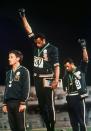 <p>At the 1968 Mexico City Games, at the height of the civil rights movement, American athletes Tommie Smith and John Carlos raised their hands in a black power salute after respectively winning the gold and bronze medals in the 200-meter. (AP) </p>