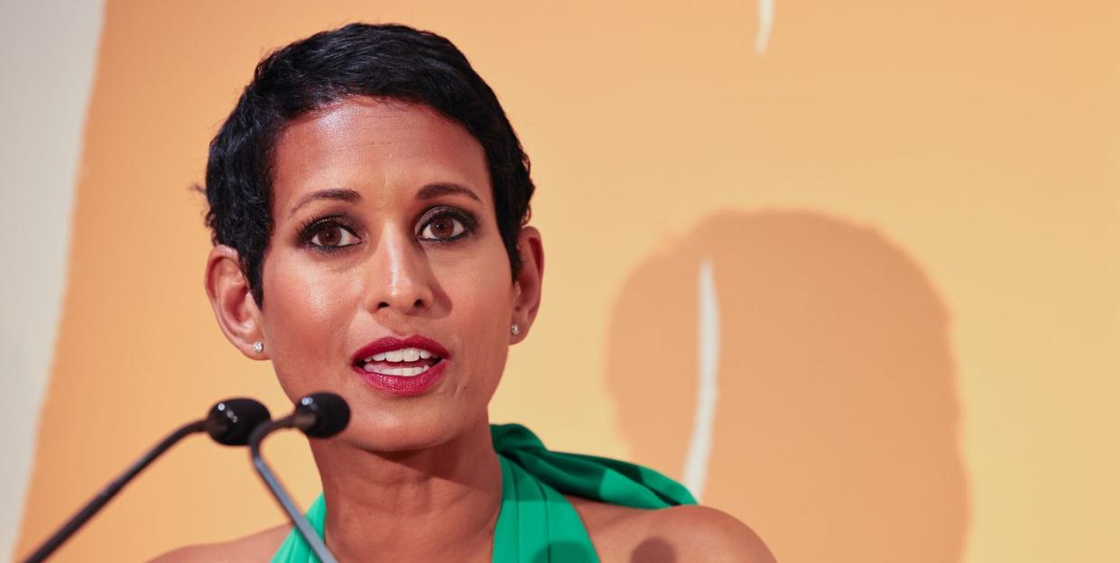 london, england may 31 naga munchetty hosts the 2023 bold woman award ceremony hosted by veuve clicquot at their solaire culture exhibition in piccadilly circus on may 31, 2023 in london, england photo by dave benettgetty images for veuve clicquot