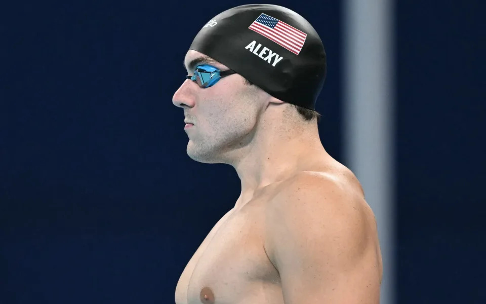 US's Jack Alexy prepares for the semi-final of the men's 100metres freestyle at the Paris 2024 Olympic Games/Australia fury as Chinese swimming world record branded 'not humanly possible'