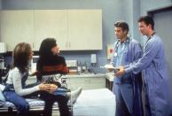 <p>In between shifts on <em>ER</em>, George Clooney and Noah Wyle appeared on <em>Friends</em> for two episodes. They served as dates for Rachel Green and Monica Geller, naturally. </p>