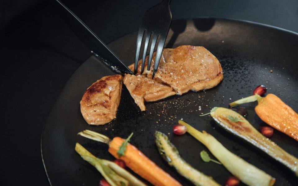 A dish of lab grown foie gras, produced by Gourmey