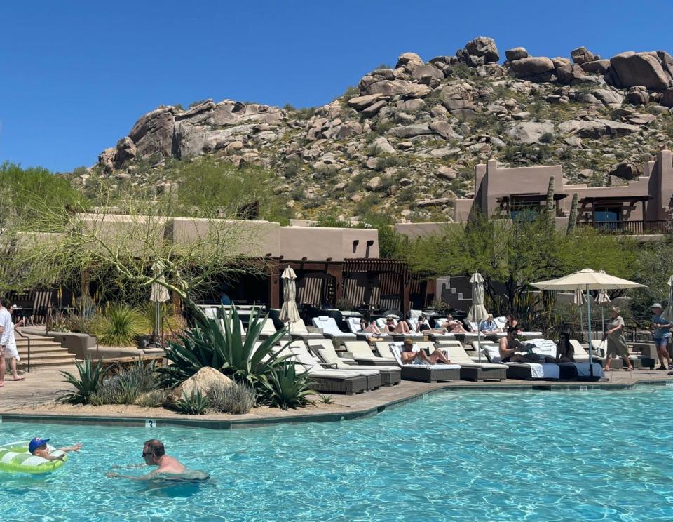 Pool at Four Seasons with rocks in background