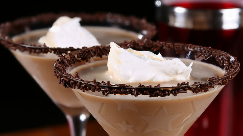 chocolate martinis with whipped cream 
