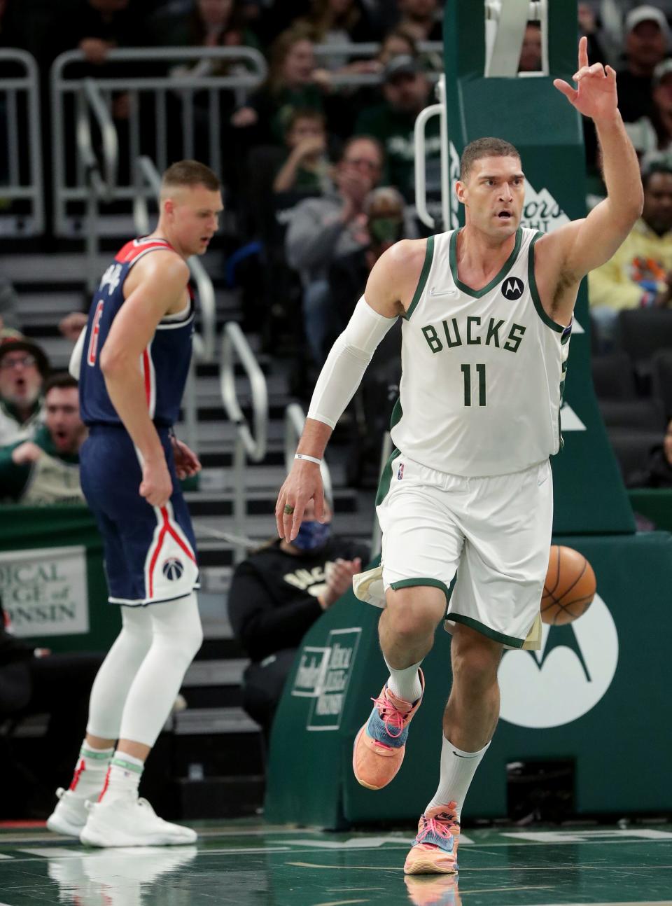 After missing most of the season with a back injury, Brook Lopez returned to the team late in the season. He's averaging 12.4 points per game in 13 games.